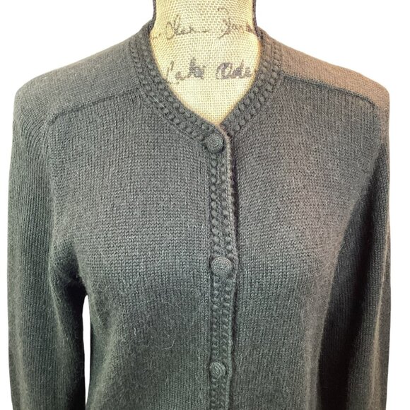 MonRepos Alpaca Cardigan Peru Sweater Womens Medium Dk Hunter Green - Picture 7 of 11